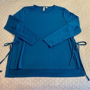Sweaty Betty Women’s High Low Side Tie Yoga Top Peacock Blue Size XL